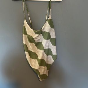 Green and White One Piece